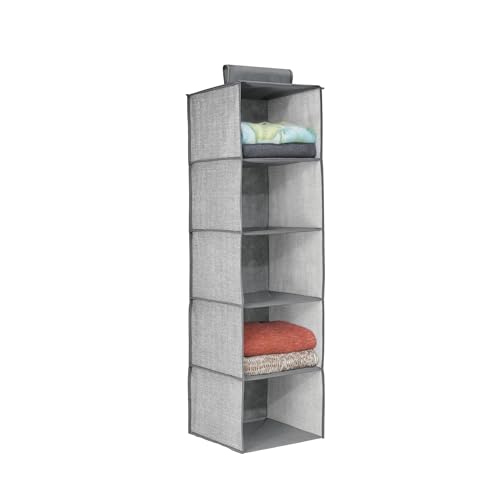 DC VOLTAGE Pack Hängeaufbewahrung mit 5 Regalen, Kleiderschrank-Organizer, Aufbewahrungsregale für Kleidung (rechteckige Form 08 - Grau) von DC VOLTAGE