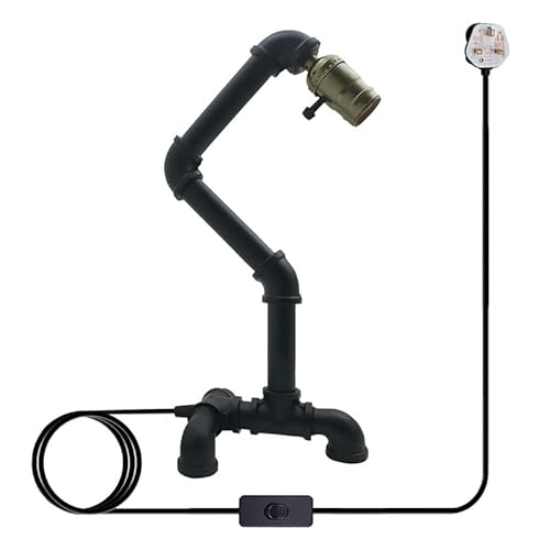 DC VOLTAGE Vintage-Stil Schreibtischlampe Kreative Wasserrohr-Tischlampen, Industrielle Steampunk-Retro-Basis E27-Halterung Passende Beleuchtungsvorrichtung (Black (without Shade)) von DC VOLTAGE