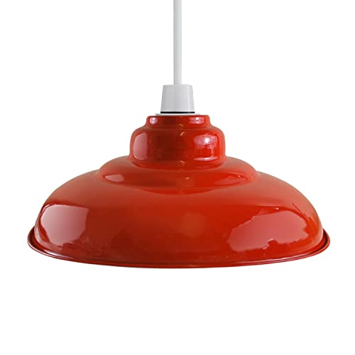 Deckenlampenschirme im Retro-Stil, Vintage-Lampenschirme, gebogenes industrielles Metall, 32 cm groß, einfach zu montierender moderner Lampenschutz für Pendelbeleuchtung, Schlafzimmer (Orange) von DC VOLTAGE