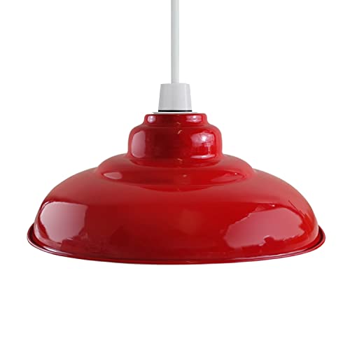 Deckenlampenschirme im Retro-Stil, Vintage-Lampenschirme, gebogenes industrielles Metall, 32 cm groß, einfach zu montierender moderner Lampenschutz für Pendelbeleuchtung, Schlafzimmer (Rot) von DC VOLTAGE
