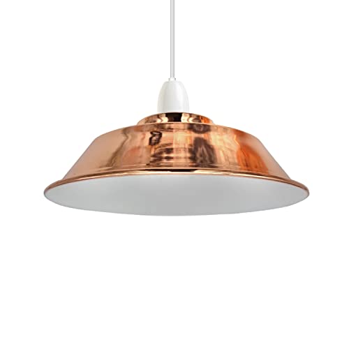 Galvanisierter Retro-Deckenlampenschirm industrieller kurviger einfach zu montierender Metall-Hängelampen Glühlampenschutz, nicht elektrischer Vintage Lampenschirm (Stil 1 - Roségold) von DC VOLTAGE