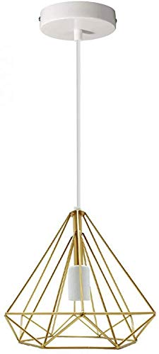 Industrielle Retro Moderne Kronleuchter Hängelampe Hängelampe Diamantenform Metall Käfig Hängelampe Deckenleuchten (Leuchtmittel ist optional) (Gold ohne Leuchtmittel) von DC VOLTAGE