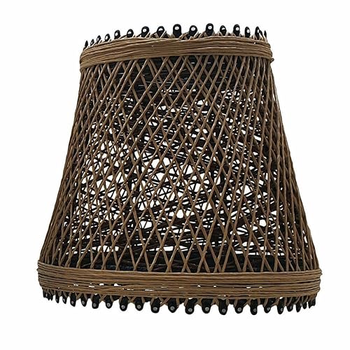 Lampenschirm aus Bambus-Rattan, handgefertigt, einfach anzubringen, Retro, industrielle Deckenbeleuchtung, Lampenschirm, Hängeleuchte, für Küche, Esszimmer, E27, inklusive Reduzierplatte (Korb) von DC VOLTAGE