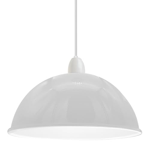 Metall-Lichtschirm für Deckenpendelleuchten, nicht elektrischer Glühbirnenschutz im Retro-Industriestil, kuppelförmige Vintage-Lampenschirme für Küche, Büro, Schlafzimmer (Weiss) von DC VOLTAGE