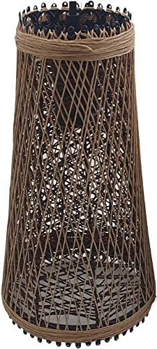 Lampenschirm aus Bambus-Rattan, handgefertigt, einfach anzubringen, Retro, industrielle Deckenbeleuchtung, Lampenschirm, Hängeleuchte, für Küche, Esszimmer, E27, inklusive Reduzierplatte (Barrel 2) von DC VOLTAGE