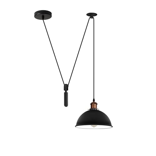 DC Voltage Vintage Industrielle schwarze verstellbare Deckenpendelleuchte, Hängelampe für den Innenbereich für Bauernhaus-Esszimmer, Küche, Flur (mit Glühbirne) von DC VOLTAGE