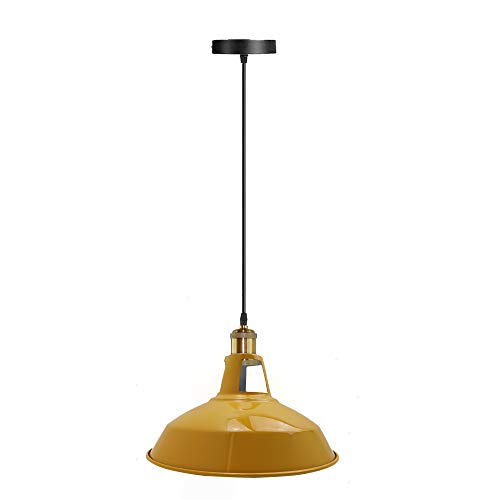 Metall-Pendelleuchte Gelbe Farbe hängender Lampenschirm Industrie-Deckenleuchte Retro-Beleuchtung Scheune Slot Decor Light von DC Voltage