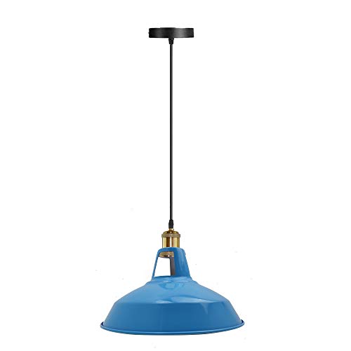 Metall Pendelleuchte bunt Hängelampe Lampenschirm Industrie Deckenlampe Retro Beleuchtung Schirme Scheunenform. blau von DC Voltage