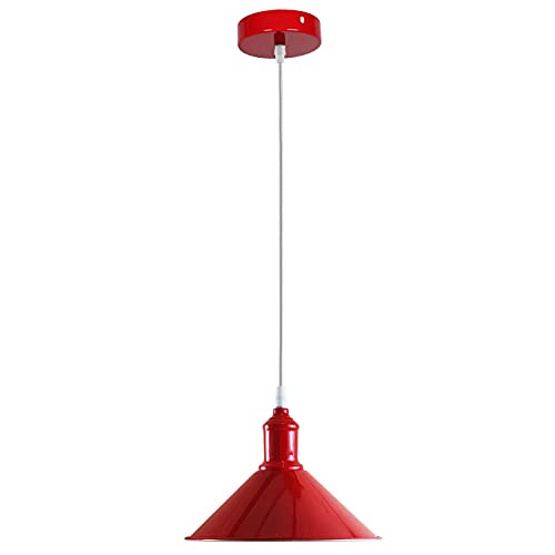 Moderne Hängeleuchte im Vintage-Stil, Rot, modern, zum Aufhängen für Küche, Schlafzimmer, Wohnzimmer und Esszimmer (mit Glühbirne, Kegel) von DC Voltage