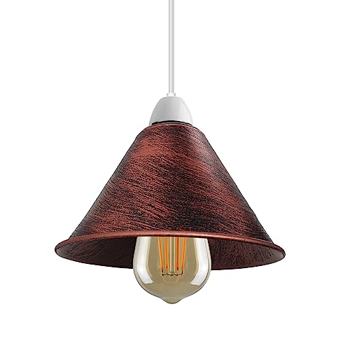 Retro Metall Lampenschirme Vintage Stil Decke Insel Lampe Pendelschirm Nicht Elektrisch 30 cm Einfach Fit Gebogen Küche Lampenschirm Büro Wohnzimmer Licht Schatten mit Reduzierring (S4-Rustic Red) von DC Voltage