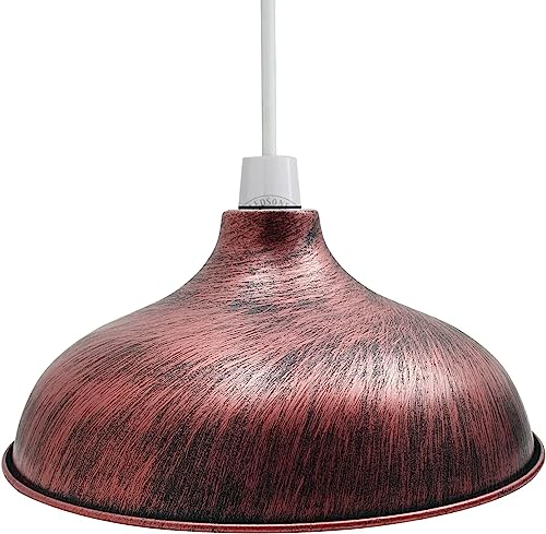 Retro Metall Lampenschirme Vintage Stil Decke Insel Lampe Pendelschirm Nicht Elektrisch 30 cm Einfach Fit Gebogen Küche Lampenschirm Büro Wohnzimmer Licht Schatten mit Reduzierring (S5-Rustic Red) von DC Voltage