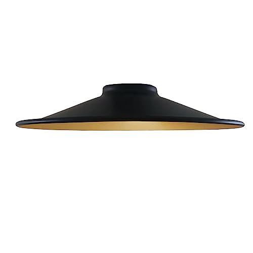 Retro Metall Lampenschirme Vintage Stil Decke Insel Lampe Pendelschirm Nicht Elektrisch Einfach Fit Gebogen Küche Lampenschirm Büro Wohnzimmer Licht Schatten mit Reduzierring (S8-Schwarz & Gold) von DC VOLTAGE