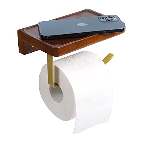 Toilettenpapierhalter aus Holz mit Ablage | Klopapierhalter WC Papierhalter | Klorollenhalter Papierhalter Deko für Badezimmer (Buchenholz, 11 x 18 x 12 m) von DC21