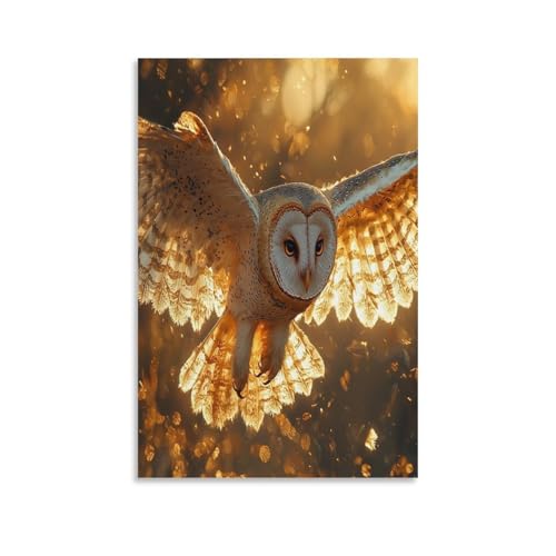 DCABEIOOE Eule Wandbild Leinwand Gemälde Wand-Dekorationen Poster Leinwanddrucke Kunstwerk Für Schlafzimmer Wanddekoration Gerahmt 16x24inch(40x60cm) von DCABEIOOE