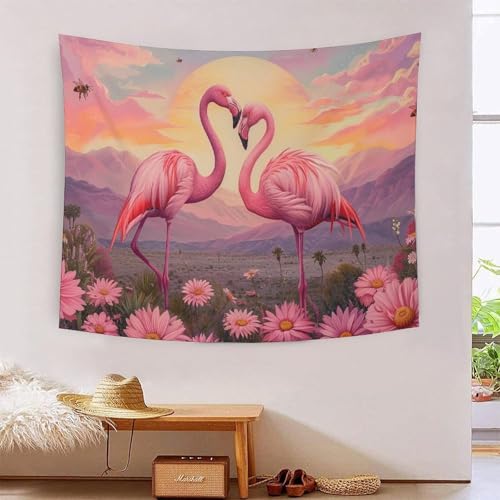 DCABEIOOE Flamingo Wandteppiche Plakat Wandkunst Für Schlafzimmer Wohnzimmer Dorm Decor Wandteppich 150cmx200cm von DCABEIOOE