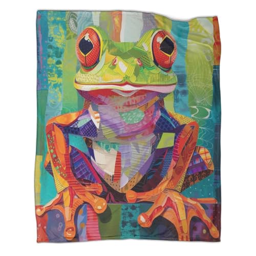 DCABEIOOE Frosch 3D Bedruckte Decke Sofadecke Flauschige Decke Wohndecke Für Kleinkind Mädchen Sofa Couch Deko 60x80inch(150x200cm) von DCABEIOOE