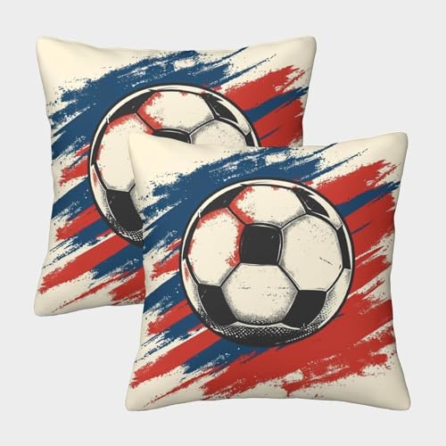 DCABEIOOE Fußball 2er Set Sport Zierkissen Outdoor Schlafzimmer GKunstenbettck 45x45cm von DCABEIOOE