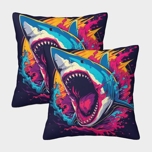 DCABEIOOE Hai 2er Set Hai Zierkissen Für Sofa Schlafzimmer Couch Kissenbezüge, GKunsten 50x50cm von DCABEIOOE