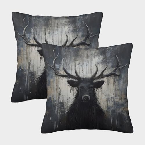 DCABEIOOE Hirsch 2er Set Hirsch Zierkissenbezüge Outdoor Kissen 45x45cm von DCABEIOOE