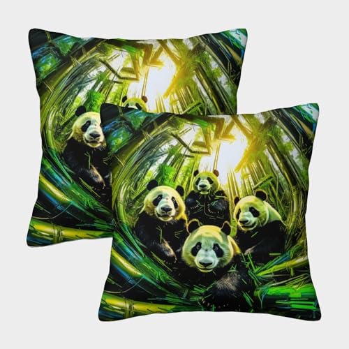 DCABEIOOE Panda 2er Set Panda Zierkissen Garten Balkon Deko Draußen 50x50cm von DCABEIOOE