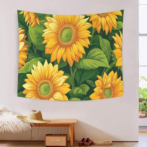 DCABEIOOE Sonnenblume Wandteppiche Stranddecke Wanddeko Für Schlafzimmer Wohnzimmer Wohnheim 100cmx150cm von DCABEIOOE
