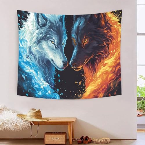 DCABEIOOE Wolf Wandbehang Bettwäsche Wanddeko Für Schlafzimmer Wohnzimmer Wohnheim 100cmx150cm von DCABEIOOE