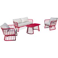 Dcb Garden - apolline - 4-Sitzer-Gartenmöbel, Aluminium, Himbeerrot - city garden von DCB GARDEN