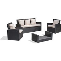 Pvc-confort - 5-Sitzer-Gartenmöbel, Kunstharzgeflecht, schwarz Dcb Garden Noir von DCB GARDEN