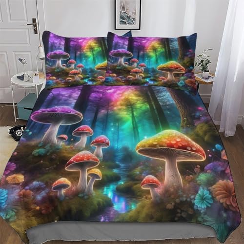 DCCCY Pilz Deckenbezu Mikrofaser Bettbezug Bettwäsche Set 3 Teilig Mit Kissenbezüge Für Erwachsene Teenager Kinder Bettbezüge King(220x240cm) von DCCCY