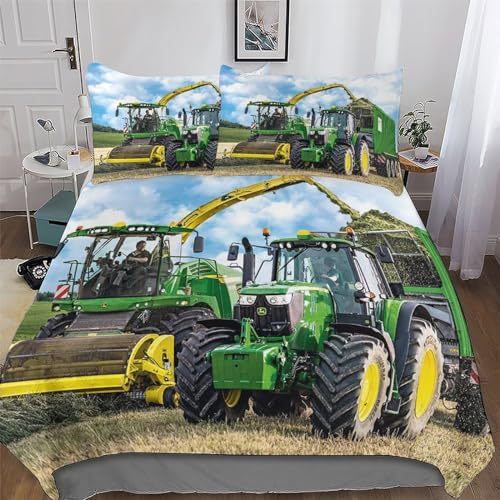 DCCCY Traktor Bettwäsche - Bettbezüge Aus Atmungsaktivem Mikrofaser, Superweiches Bettbezug Set 2 teilig Mit Kissenbezug Single(135x200cm) von DCCCY