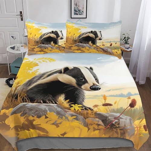 Dachs Bettgarnitur 2teilig Set Bettbezug Erwachsene Kinder Mikrofaser Bettwäsche-Sets Mit Kissenbezug, Weich Bettbezüge Single(135x200cm) von DCCCY