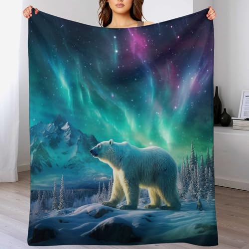 Eisbär Decke, Flannel Tagesdecke Couchdecke Sesseldecke Wohndecke Vier Jahreszeiten Kuscheldecke Sofadecke 180×200cm von DCCCY
