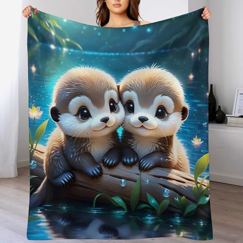 Otter Decke Kuscheldecke Mit 3D Muster Fleece Warm & Weich Flauschige Flannel Decken, Vier Jahreszeiten Bett Sofadecke 100×130cm Otter Decke Kuscheldecke Mit 3D Muster Fleece Warm & Weich Flauschige Flannel Decken, Vier Jahreszeiten Bett Sofadecke 100×130cm von DCCCY