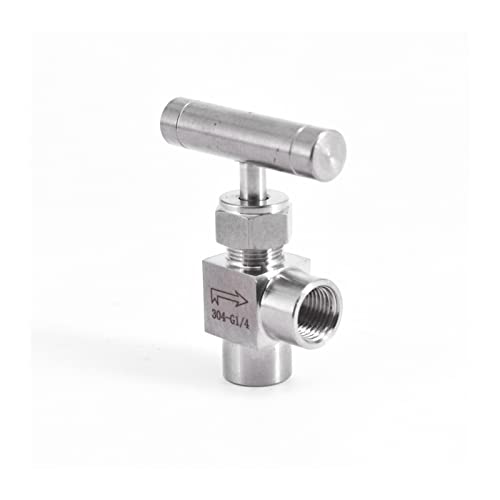 1/4" BSP Weiblicher männlicher Ellbogen 90-Grad-Nadelventilkran 304 Edelstahlströmungsregelung mit einem Formgriff(MALE TO FEMALE_BSP) von DCDCD