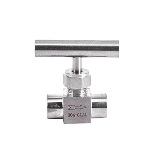1/4" BSP npt Weibliche männliche Nadelventilkran 304 Edelstahlstromregelung Wassergasöl One-Shape-Griff (1PCs)(MALE TO MALE_NPT) von DCDCD