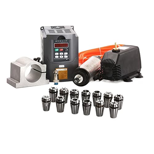 1,5 kW / 2,2 kW wassergekühlte Spindel CNC-Spindel + Wechselrichter + 80-mm-Klemmen + Wasserpumpe + 13 Stück ER20-Spannzange for CNC-Fräser(1.5kw with ER11,220) von DCDCD