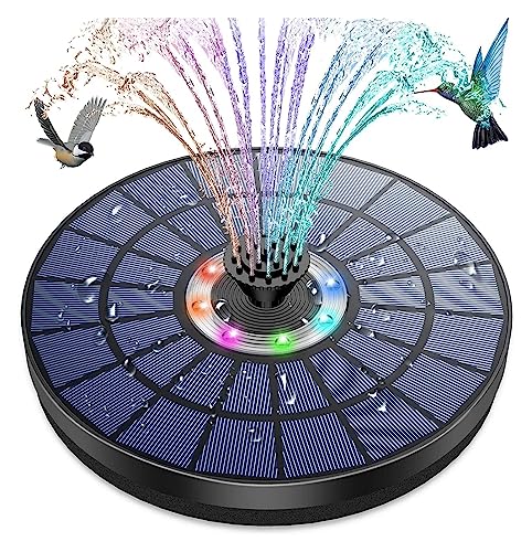 12W Solarbrunnenpumpe, Solarwasserbrunnen mit 12 Doppelschichtdüsen Leistungsstarke Solarbrunnenpumpe for den Außenbereich for den Teich(5.5W with light) von DCDCD