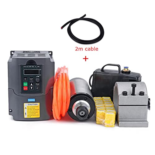 2,2-kW-Spindel Wassergekühlter Bausatz ER20-Frässpindelmotor + 2,2-kW-VFD + 80-Klemme + Wasserpumpe + 13 Stk. ER20 + 1-m-Kabel For CNC-Fräser(Silver,110) von DCDCD