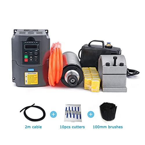 2,2-kW-Spindel Wassergekühlter Bausatz ER20-Frässpindelmotor + 2,2-kW-VFD + 80-Klemme + Wasserpumpe + 13 Stk. ER20 + 1-m-Kabel For CNC-Fräser(White,110) von DCDCD