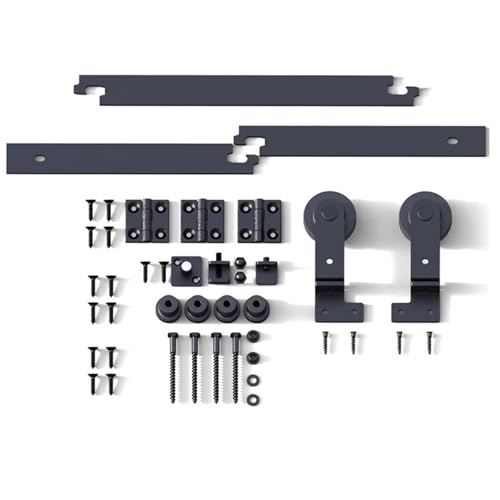 6/6,6 Fuß Doppel-Faltschiebetür-Kit, 2-türiges Schiebetür-Hardware-Kit-System [Nur Hardware-Kit, keine Tür](183CM 6FT Rail Kit) von DCDCD