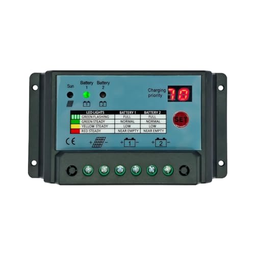 Dual Batterie Solar Laderegler 10A 20A 30A PWM 12V 24V System Batterien Power Panel Regler Ladegerät(10 A) von DCDCD