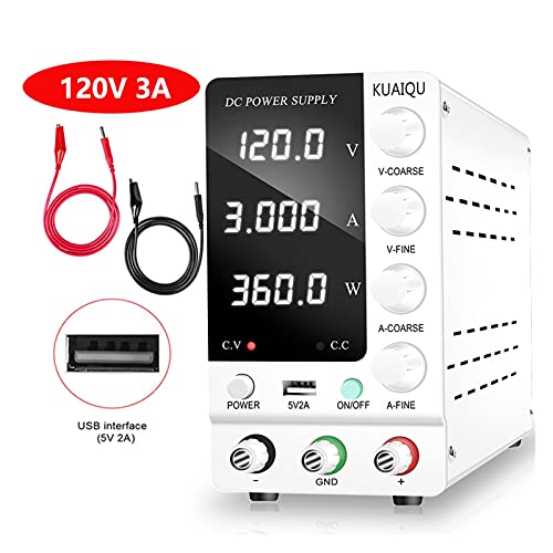 Labor DC Stromversorgung einstellbar 30 -V 10A 120-V 3A 60V 5A Spannungsstabilisatorregler USB Stromquelle wechseln.(GX2-SPS-C1203-White) von DCDCD