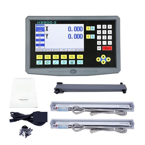 Mehrsprachige 2-Achse. LCD Kit HS800-2. Drehdrehmaschine Fräsen digitaler Anzeige Linearglas Skala Encoder Griziert Lineal(0.001mm complete set) von DCDCD