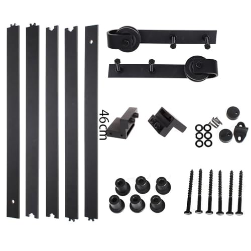 Schiebetürbeschläge for Scheunentore, Rollenschienen-Set for Schrankschränke, Holz-Scheunentor-Schienen-Set, System, 180 cm, Türbeschläge(230cm Single Door) von DCDCD