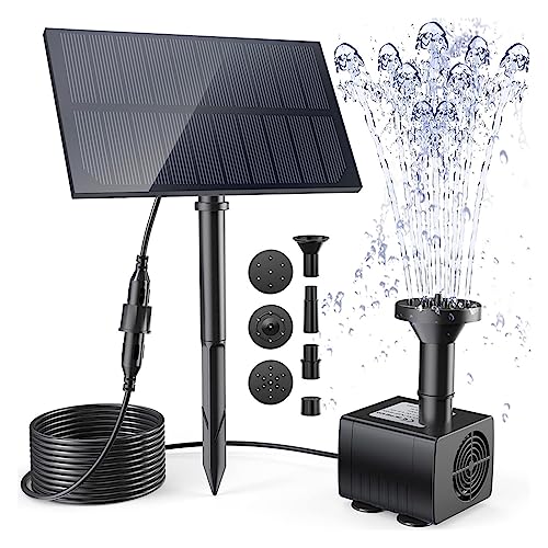 Solarbrunnen-Wasserpumpen-Set, solarbetriebener Wasserbrunnen mit Pfahl for Vogelbad im Freien, Teich, Pool, Garten, Aquarium, Hof(Upgraded version) von DCDCD