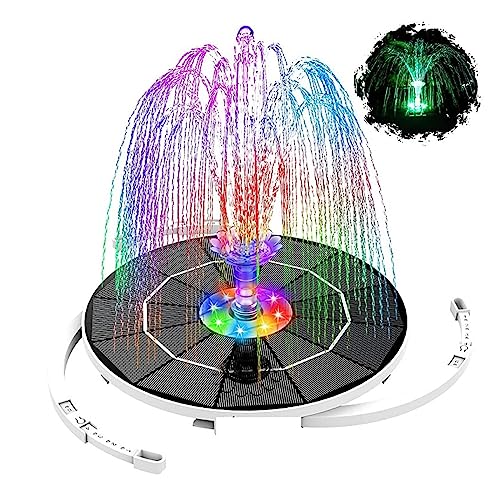 Solarbrunnenpumpe, mit 6 Düsen und 4 Fuß Wasserrohr, solarbetriebene Pumpe for Vogelbad, Teich, Garten und andere Orte(F-3.5W with light) von DCDCD