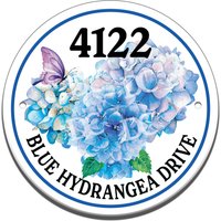 Blaue Hortensien Keramik Hausnummer Kreis Fliese, Blumen Themen Adresse Türschild, Gartenblumen Themed von DCDesignsUSA