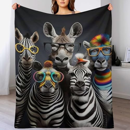 Zebra Decke Kuscheldecke Mit 3D Muster Fleece Warm & Weich Flauschige Flannel Decken, Vier Jahreszeiten Bett Sofadecke （180×200cm） von DCHHHSC