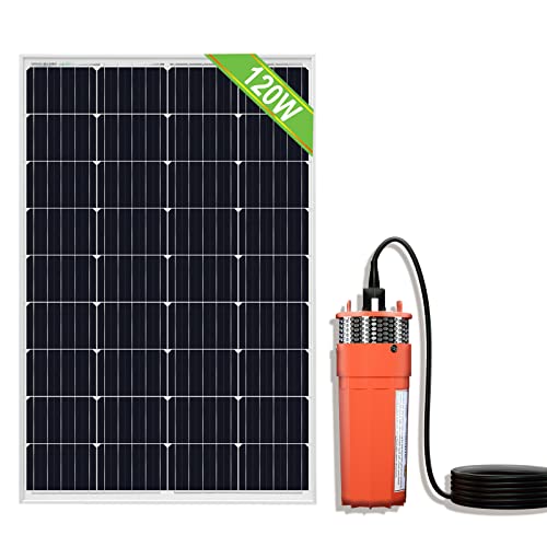 Solar Brunnenpumpe, 120W Solar Tiefbrunnenpumpe, Tauchpumpe 12V (96W) mit 120W Solarpanel für Bewässerung, Pumpe von DCHOUSE