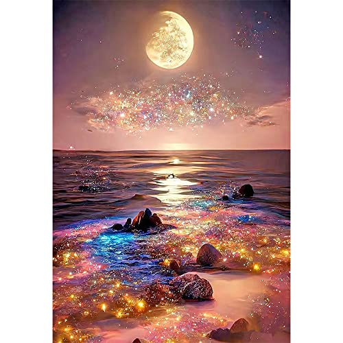 3D Ai Diamond Painting Eckige Steine 40x50 cm Square Drill Diamond Painting Meer Strand Sternenstrand Malen nach Zahlen Strand und Meer Diamond Painting Landschaft und Natur Sticken Set Erwachsene von DCIDBEI